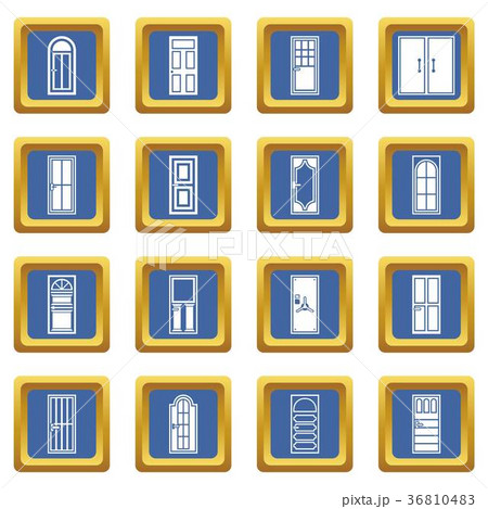 Door icons set blue 36810483