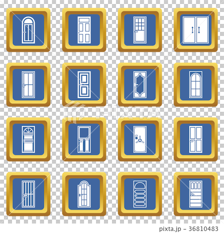 Door icons set blue 36810483