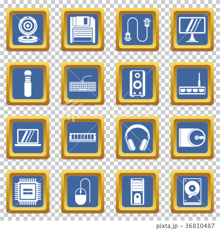 Computer icons set blue-插圖素材 [36810487] - PIXTA圖庫