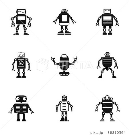 Robot Icons Set Simple Styleのイラスト素材