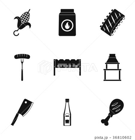 Barbecue icons set, simple style Barbecue icons set, simple style 36810602