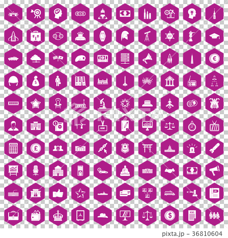 100 government icons hexagon violet 36810604
