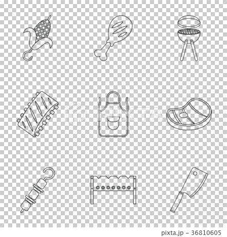 Barbecue icons set, outline style Barbecue icons set, outline style 36810605