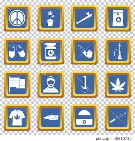 Rastafarian icons set blue 36810723