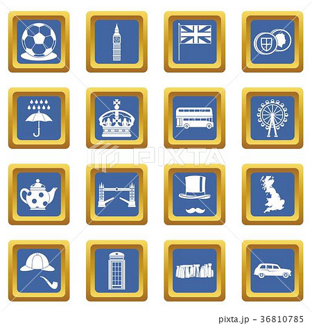 Great Britain icons set blue 36810785
