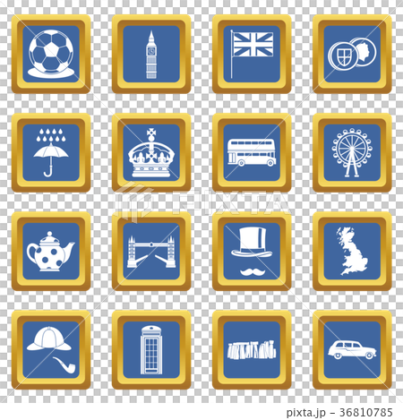 Great Britain icons set blue 36810785