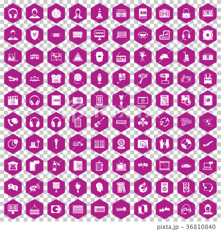 100 headphones icons hexagon violet 36810840