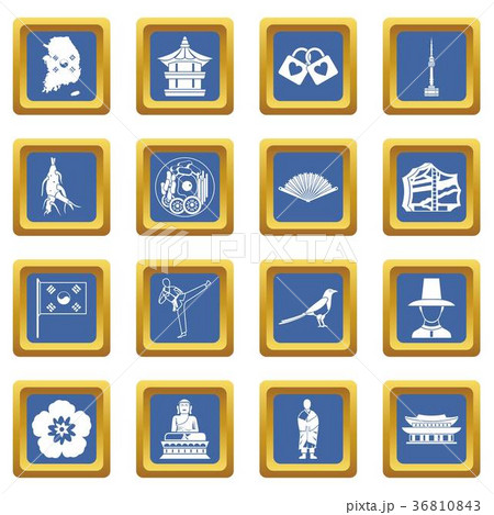 South Korea icons set blue South Korea icons set blue 36810843