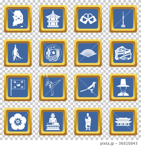 South Korea icons set blue South Korea icons set blue 36810843