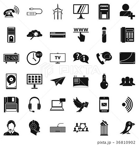 Communication icons set, simple style Communication icons set, simple style 36810902