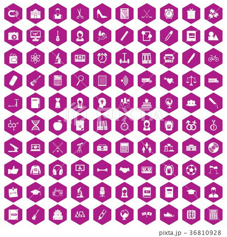 100 hi-school icons hexagon violet 36810928