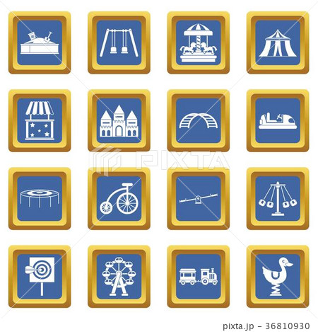 Amusement park icons set blue Amusement park icons set blue 36810930