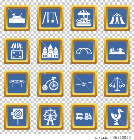 Amusement park icons set blue Amusement park icons set blue 36810930