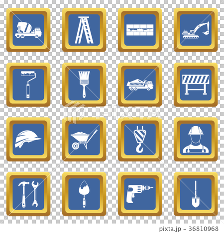 Construction icons set blue Construction icons set blue 36810968