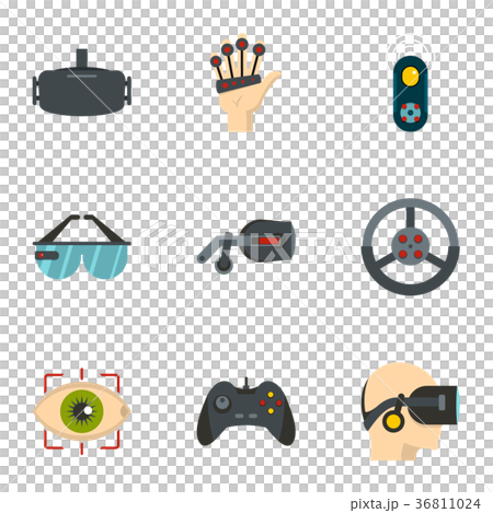 Vr Hard Set Icon VR entertainment icons set, flat style - Stock Illustration [36811024 ...