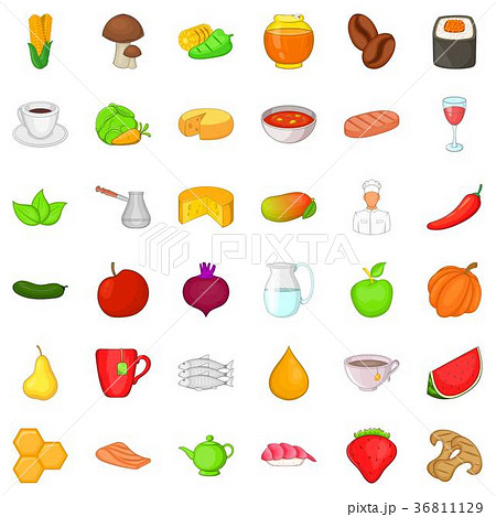 Dietary product icons set, cartoon style 36811129