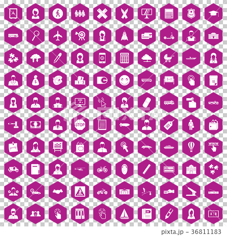 100 initiation icons hexagon violet 100 initiation icons hexagon violet 36811183