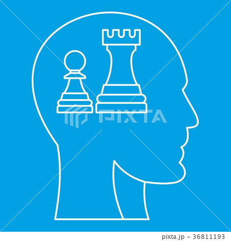 Chess inside human head icon, outline style Chess inside human head icon, outline style 36811193