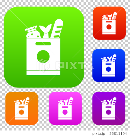 Grocery bag with food set collection Grocery bag with food set collection 36811194