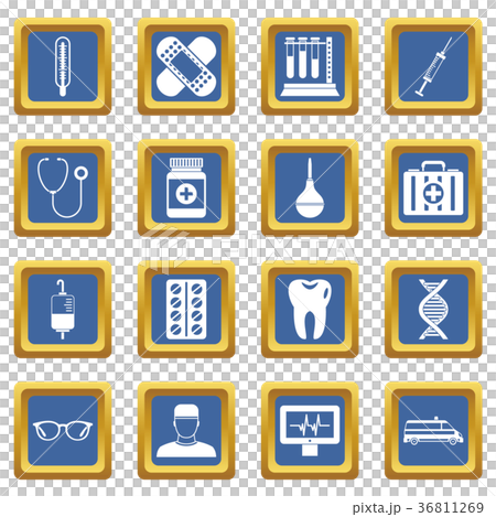 Medicine icons set blue 36811269
