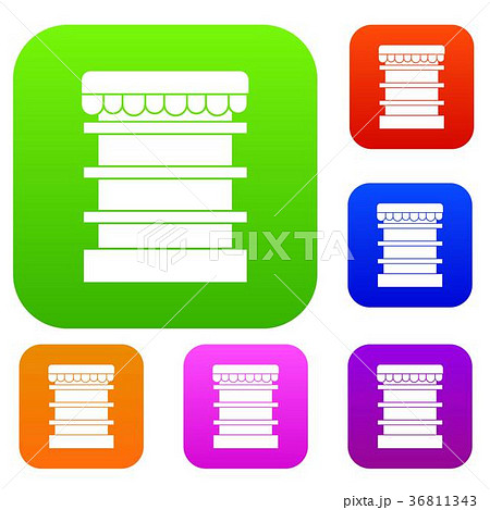 Empty supermarket refrigerator set collection 36811343