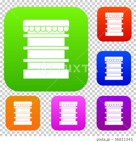Empty supermarket refrigerator set collection 36811343