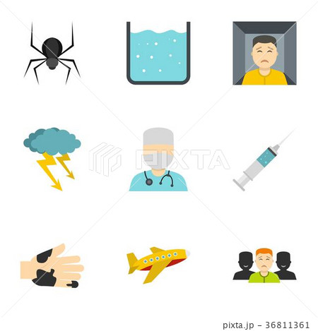 Phobia symbols icon set, flat style Phobia symbols icon set, flat style 36811361