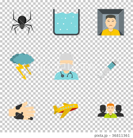 Phobia symbols icon set, flat style Phobia symbols icon set, flat style 36811361