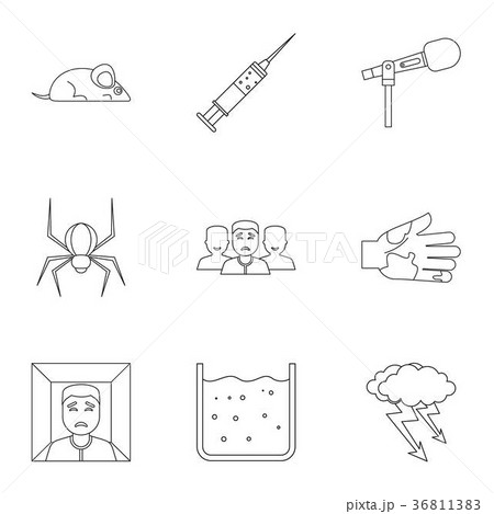 Various phobias icon set, outline style Various phobias icon set, outline style 36811383