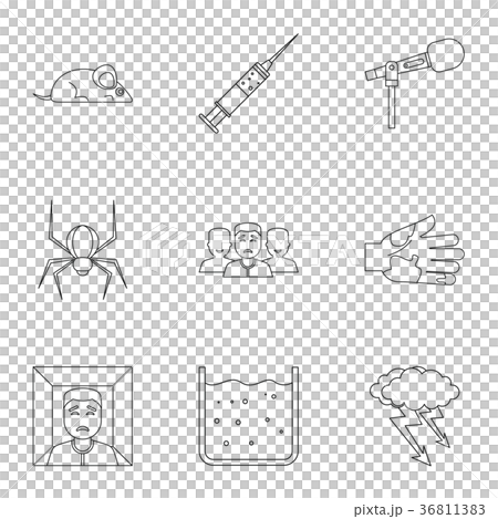 Various phobias icon set, outline style Various phobias icon set, outline style 36811383