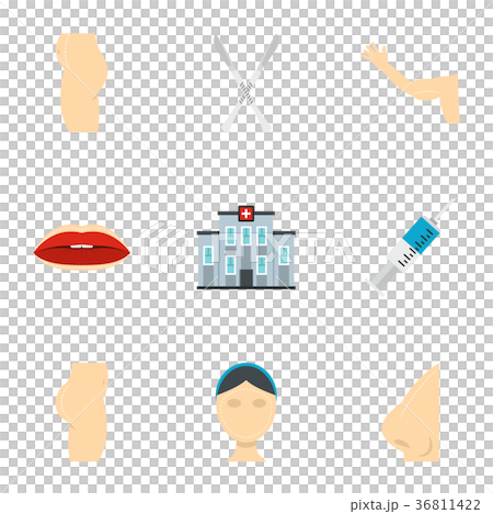 Plastic surgery icon set, flat style - Stock Illustration [36811422 ...