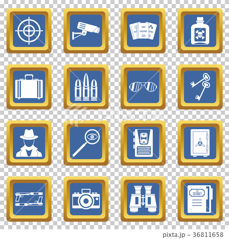 Spy tools icons set blue 36811658