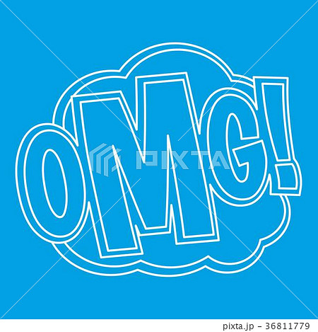 OMG, comic text sound effect icon, outline style 36811779