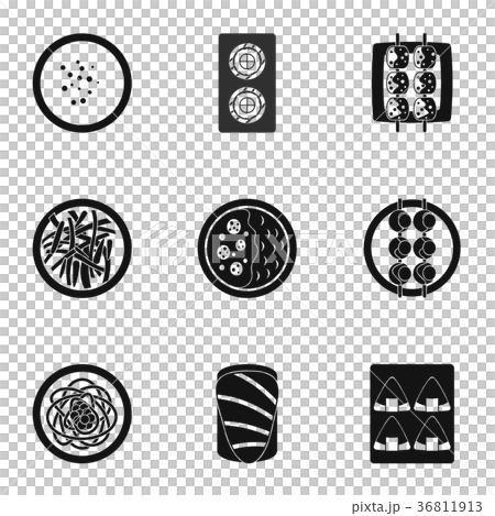 Sushi menu icons set, simple style Sushi menu icons set, simple style 36811913