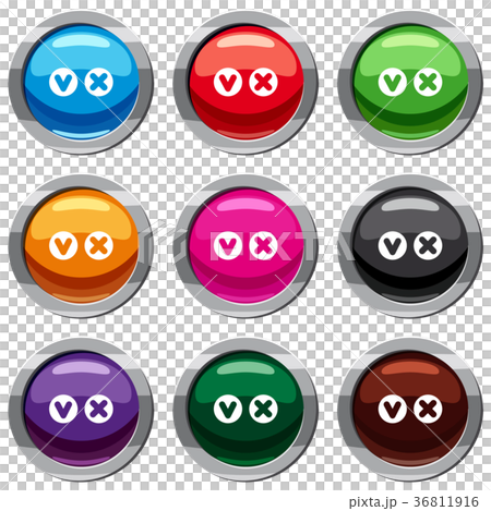 Fat tick and cross in circles set 9 collection Fat tick and cross in circles set 9 collection 36811916