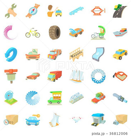Auto service icons set, cartoon style 36812006