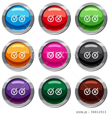 Signs of choice of tick and cross in circles set 9 collection Signs of choice of tick and cross in circles set 9 collection 36812013