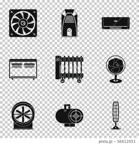 Heating cooling air icon set, simple style Heating cooling air icon set, simple style 36812051
