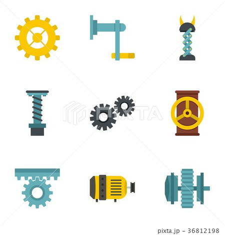 Mechanism icon set, flat style 36812198