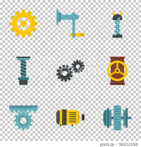 Mechanism icon set, flat style 36812198