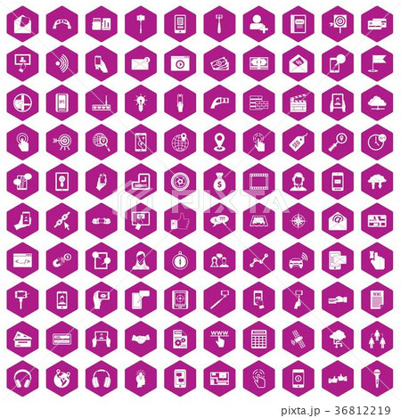 100 mobile icons hexagon violet 100 mobile icons hexagon violet 36812219