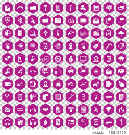100 mobile icons hexagon violet 100 mobile icons hexagon violet 36812219