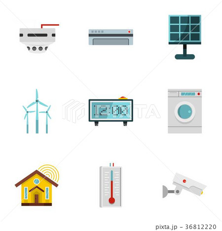 Smart home icon set, flat style Smart home icon set, flat style 36812220