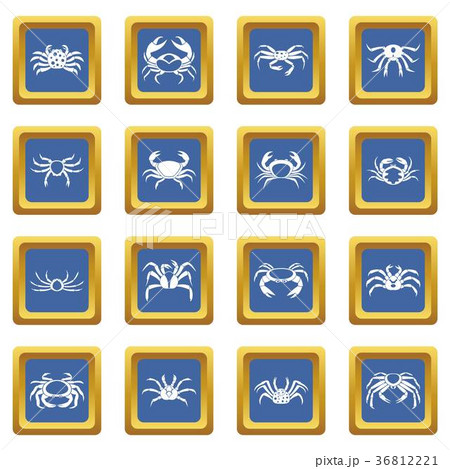 Various crab icons set blue 36812221