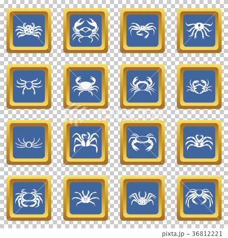 Various crab icons set blue 36812221