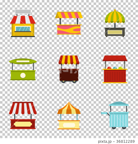 Street food truck icon set, flat style 36812289