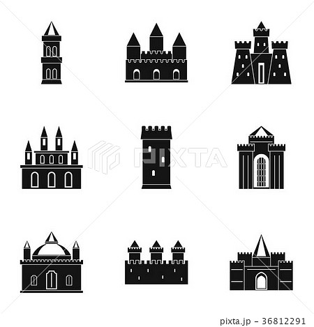 Castles And Towers Icon Set Simple Styleのイラスト素材