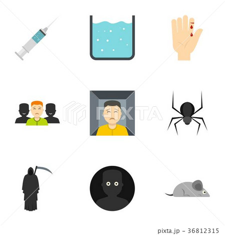 Various phobias icon set, flat style Various phobias icon set, flat style 36812315