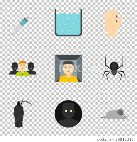 Various phobias icon set, flat style Various phobias icon set, flat style 36812315