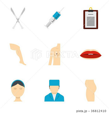 Cosmetic surgery icon set, flat style 36812410